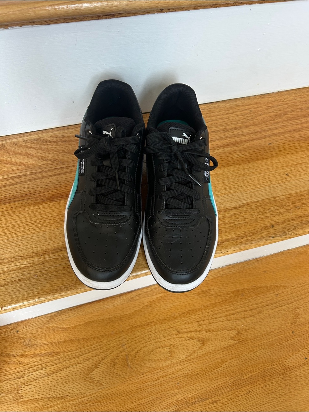Like New - Puma Men's AMG Mercedes Black Sneakers with Teal Accent